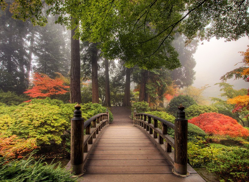 Tuinposter 'Japanse brug'