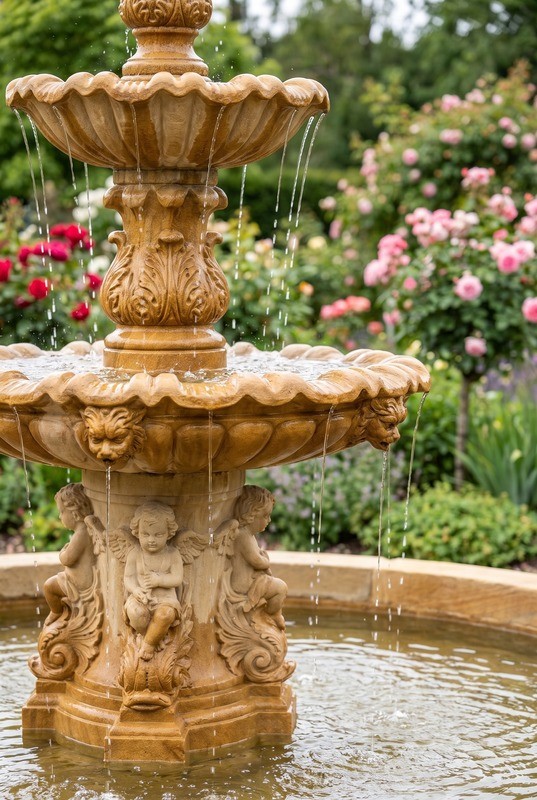 Tuinposter 'Fontein met drie etages'