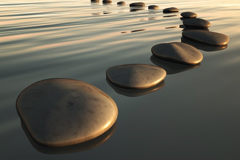 Tuinposter 'Stenen in water'