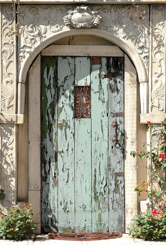 Teun's Tuinposters - Oude deur met ornament