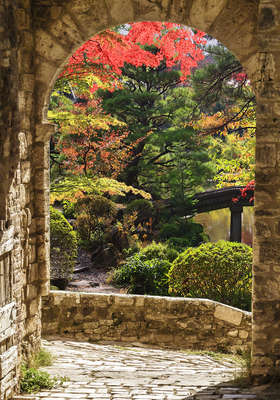 Tuinposter Poort naar Japanse tuin