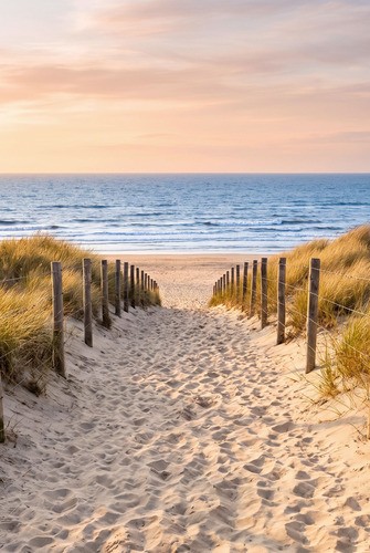 Teun's Tuinposters - Zandpad door duinen naar zee
