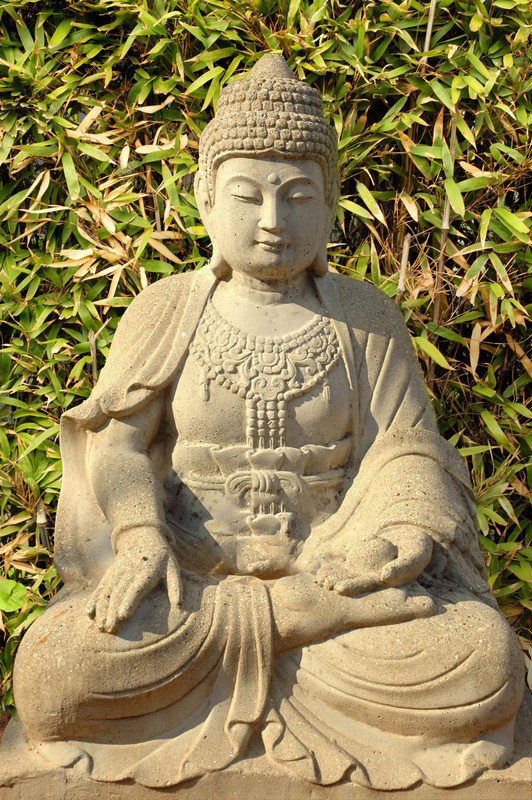 Tuinposter 'Boeddha met bamboe'