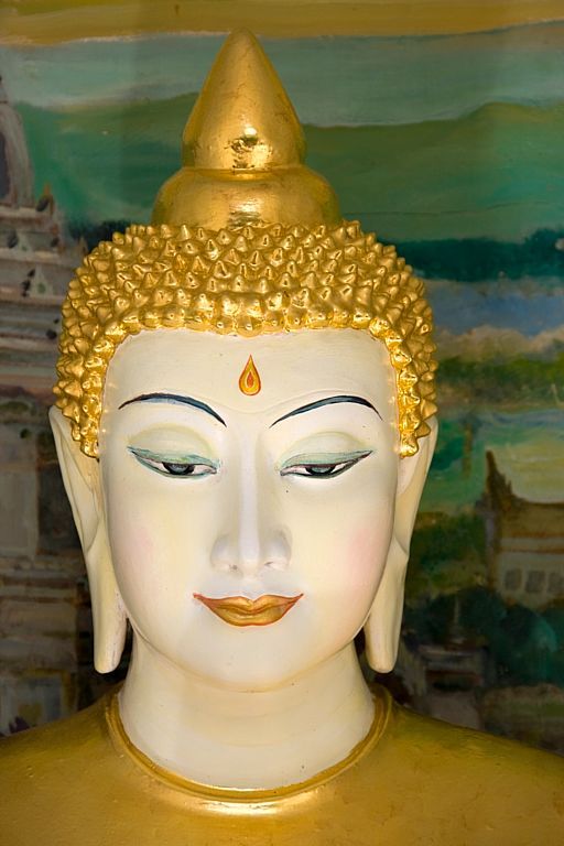 Tuinposter 'Gouden boeddha hoofd'