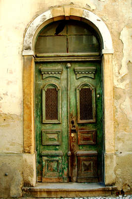 Tuinposter van Groene houten deur